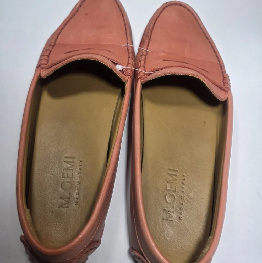 M.Gemi Women's Peach Leather Loafer Flats Made In Italy Size 37 US 7 Slip On